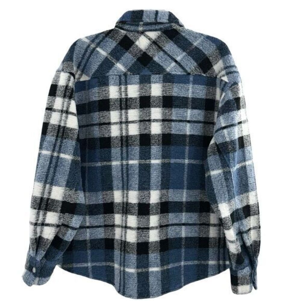 Zara Women's Blue Oversize Plaid Flannel Jacket Women's Size XS - Picture 7 of 11